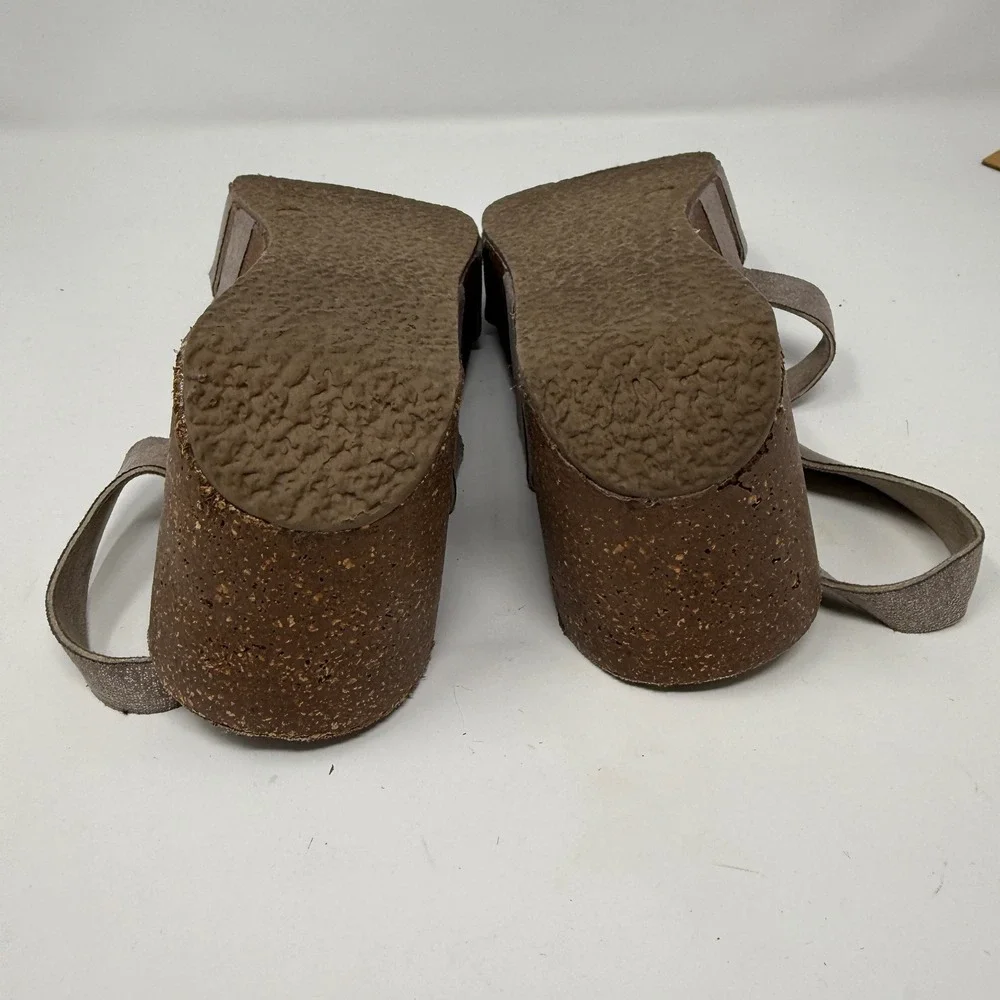 Bjorn Dahl Taupe Wedge Sandals Slingback Cork Platform Strappy Size 7‎